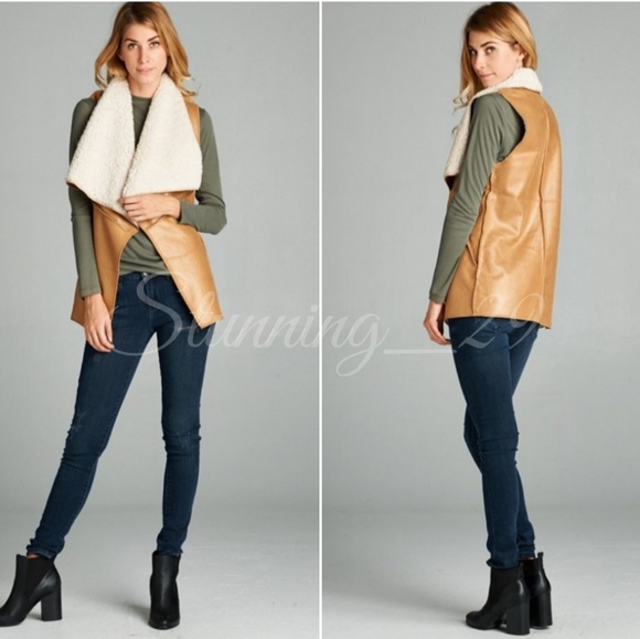 🆕️CAMEL BROWN FAUX FUR SHEARLING VEST - Picture 4 of 4